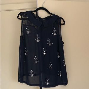 Embellished navy blouse
